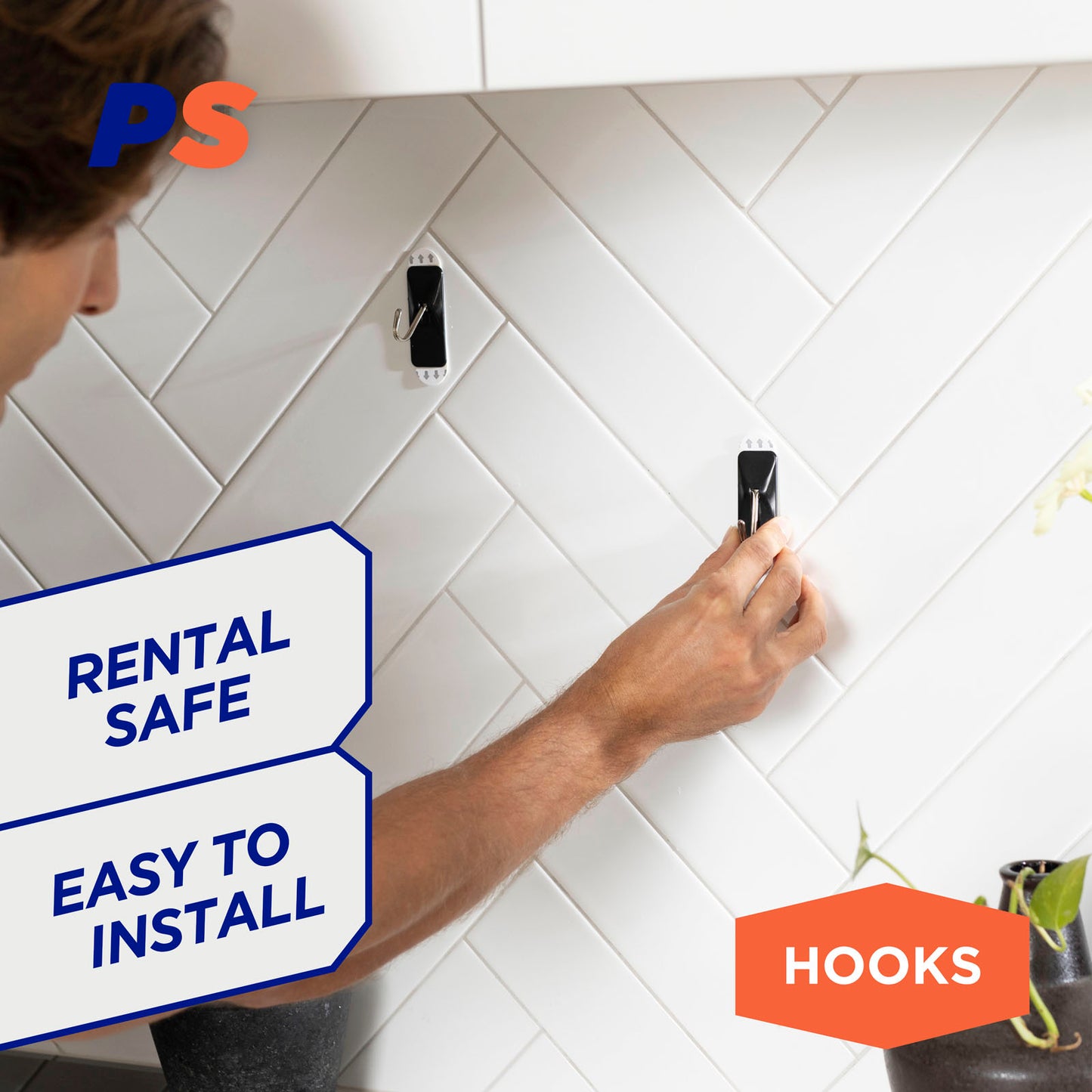 Medium Black Kitchen Hooks - 4 Pack