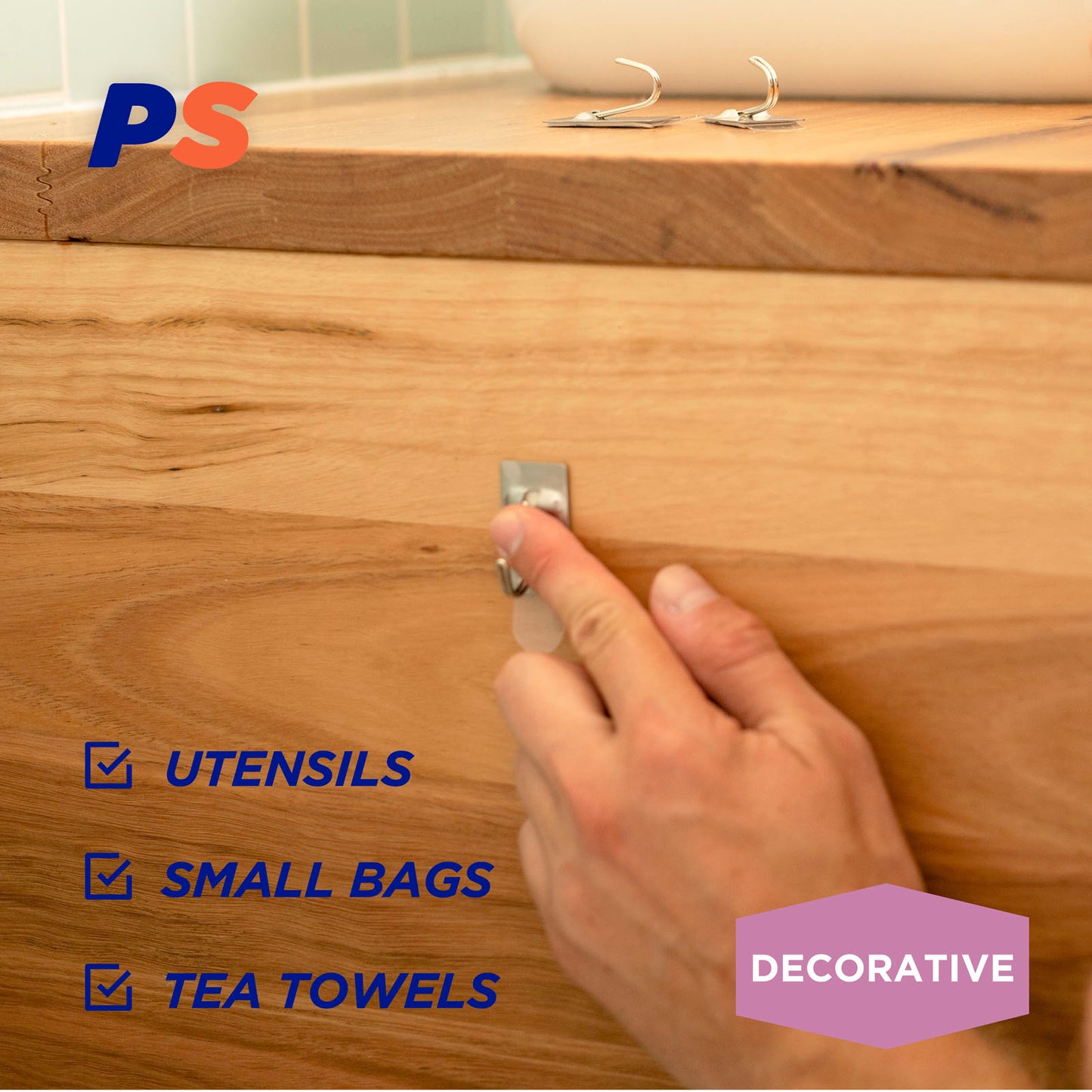 Small Steel Kitchen Hooks - 6 Pack