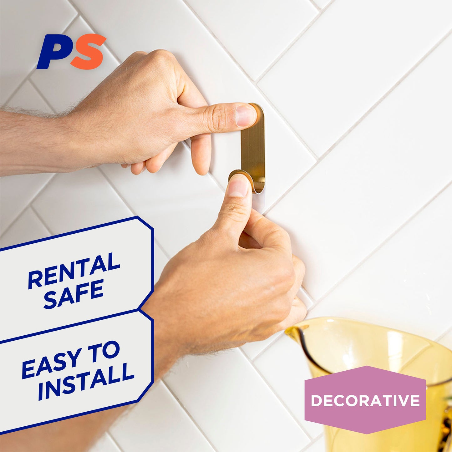 Medium Brass Metal Hooks - 3 Pack