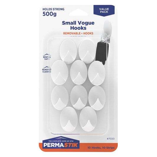 Small White Vogue Hooks - 10 Pack