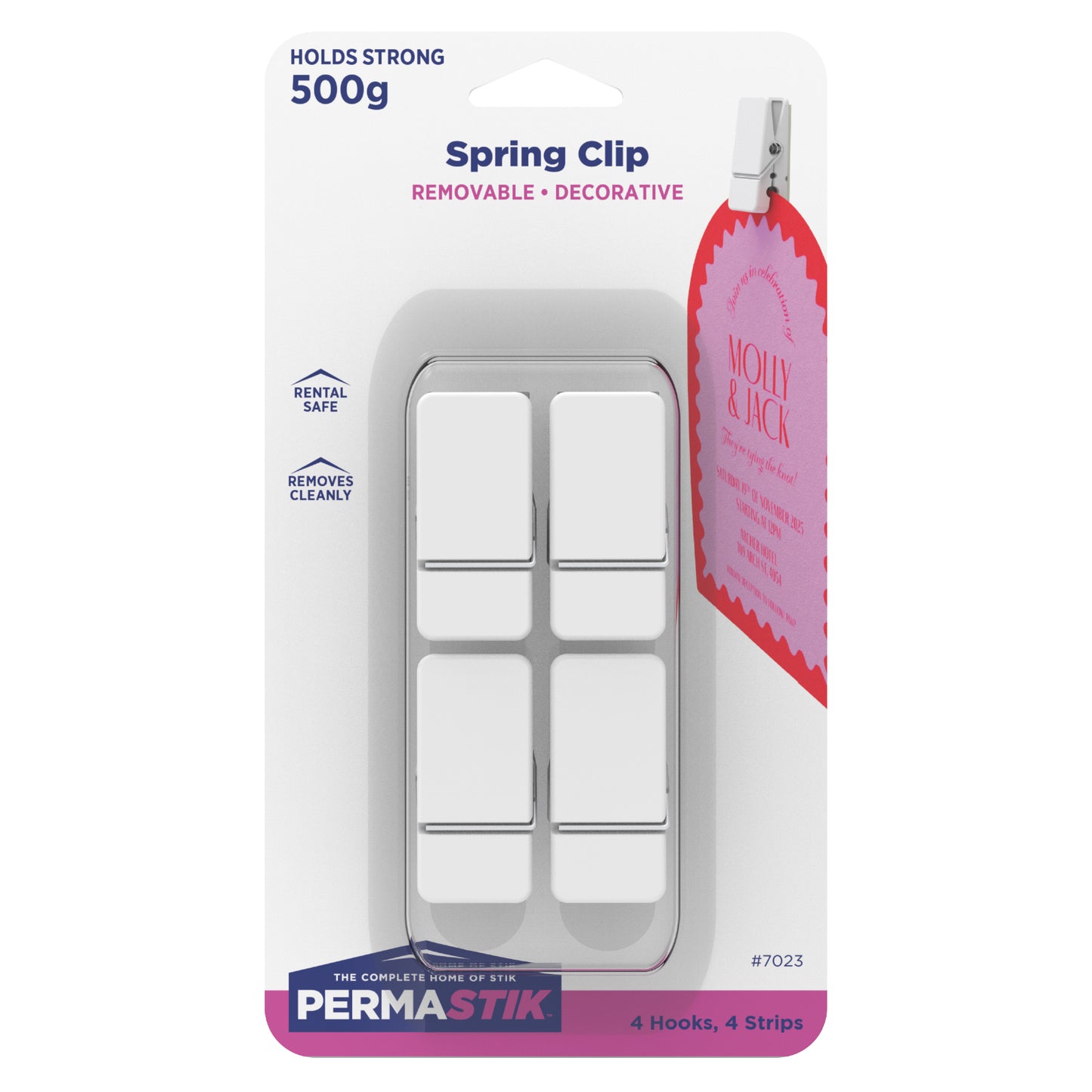White Spring Clips - 4 Pack