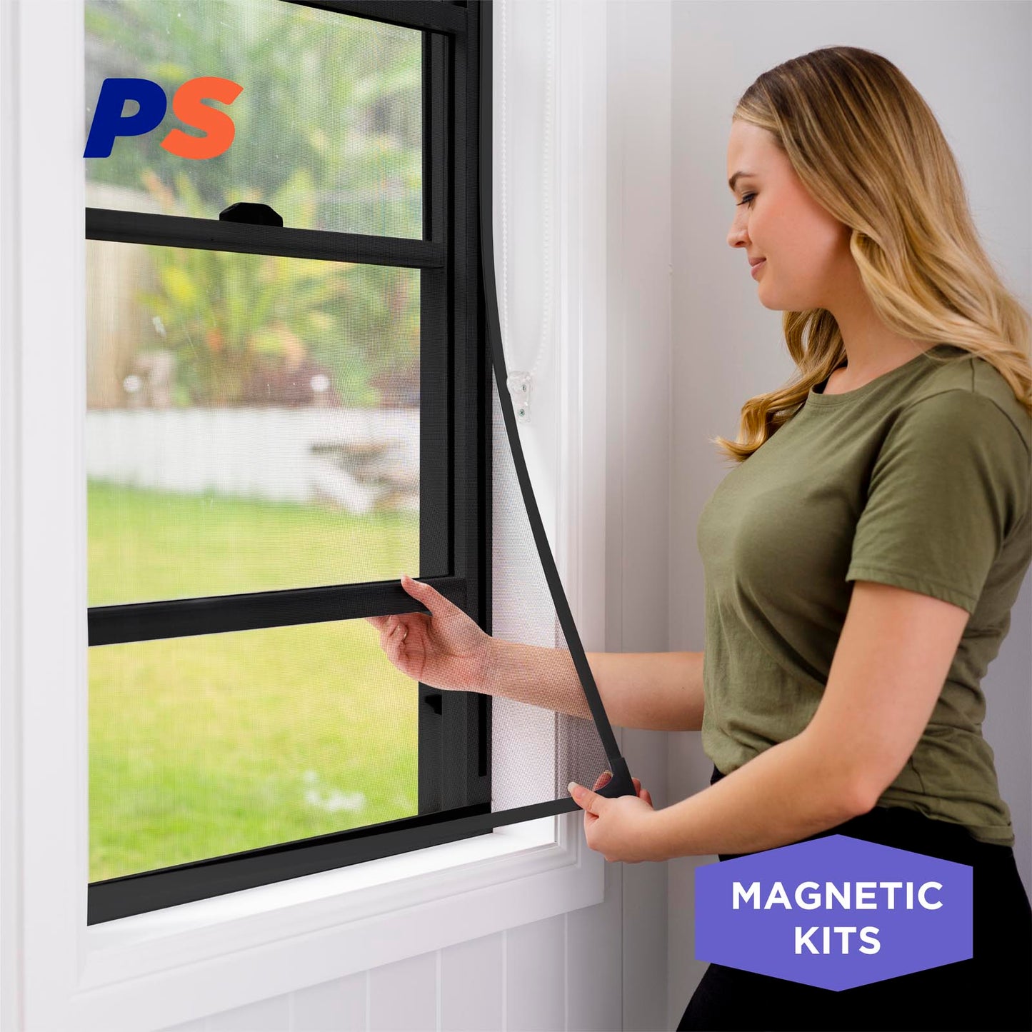 Black Adjustable Magnetic Fly Screen Kit - 47" x 39"