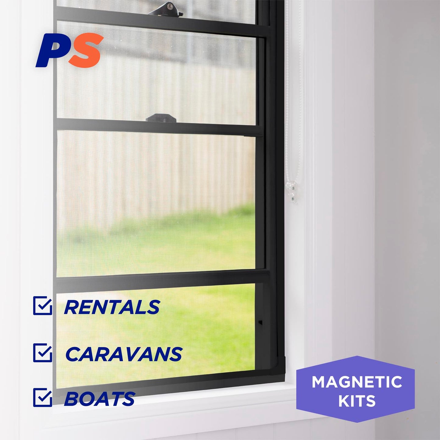 Black Adjustable Magnetic Fly Screen Kit - 47" x 39"