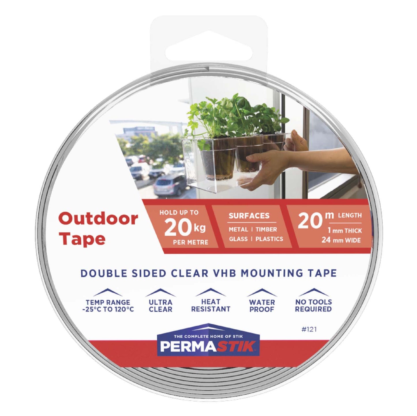 Clear Outdoor Mounting Tape - 65.6' x 0.94" Roll