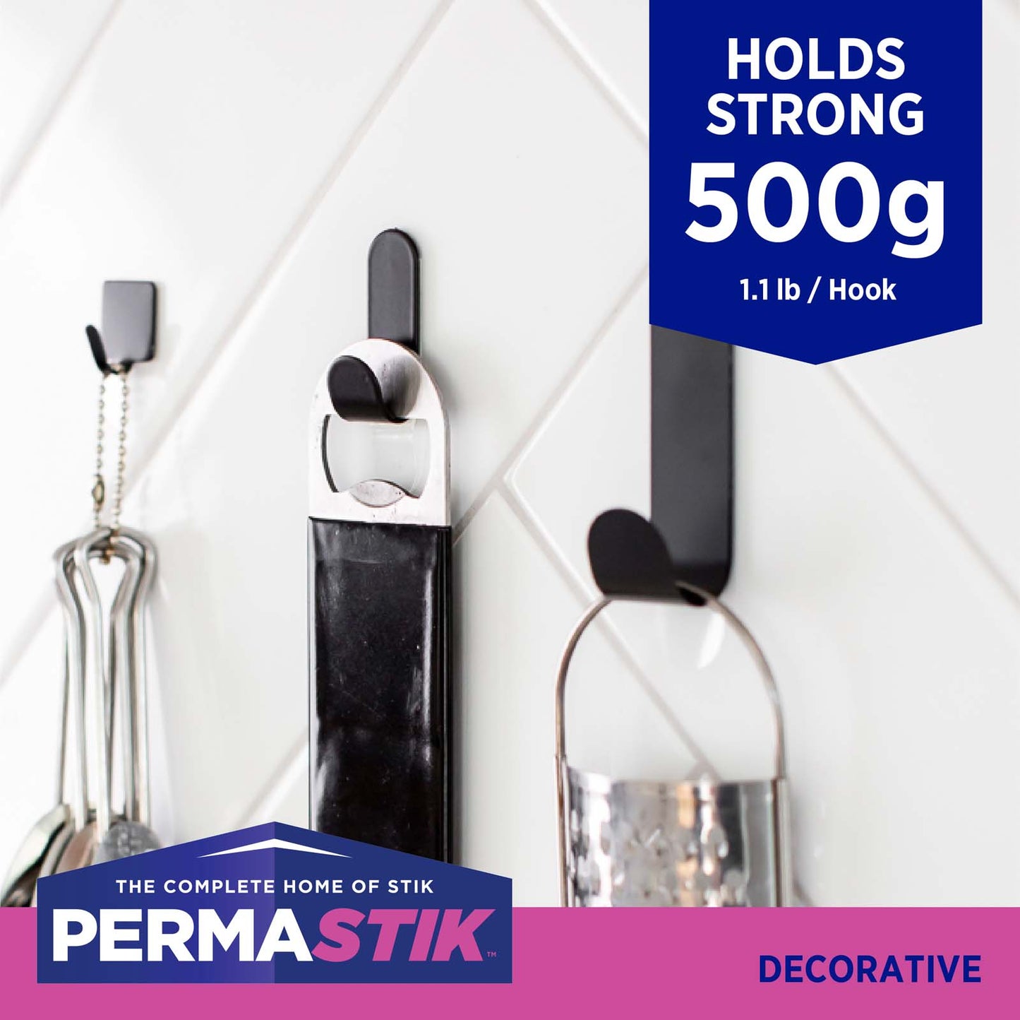 Small Matte Black Metal Hooks - 6 Pack