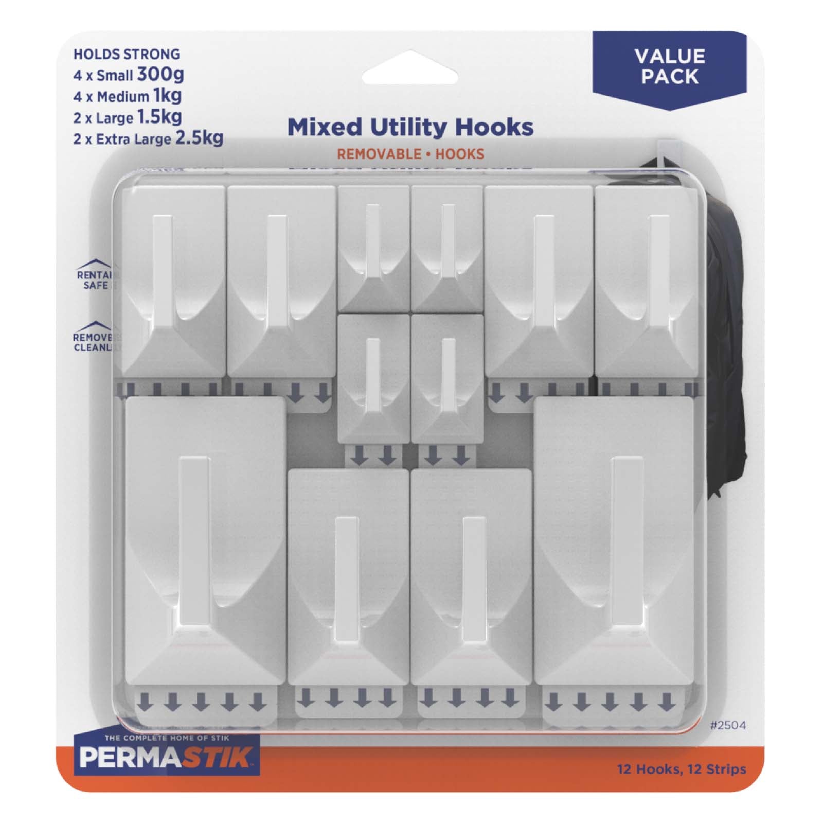 Permastik White Utility Wire Back Picture Hangers with Removable Adhesive  Strips (12-Pack) 6806 - The Home Depot