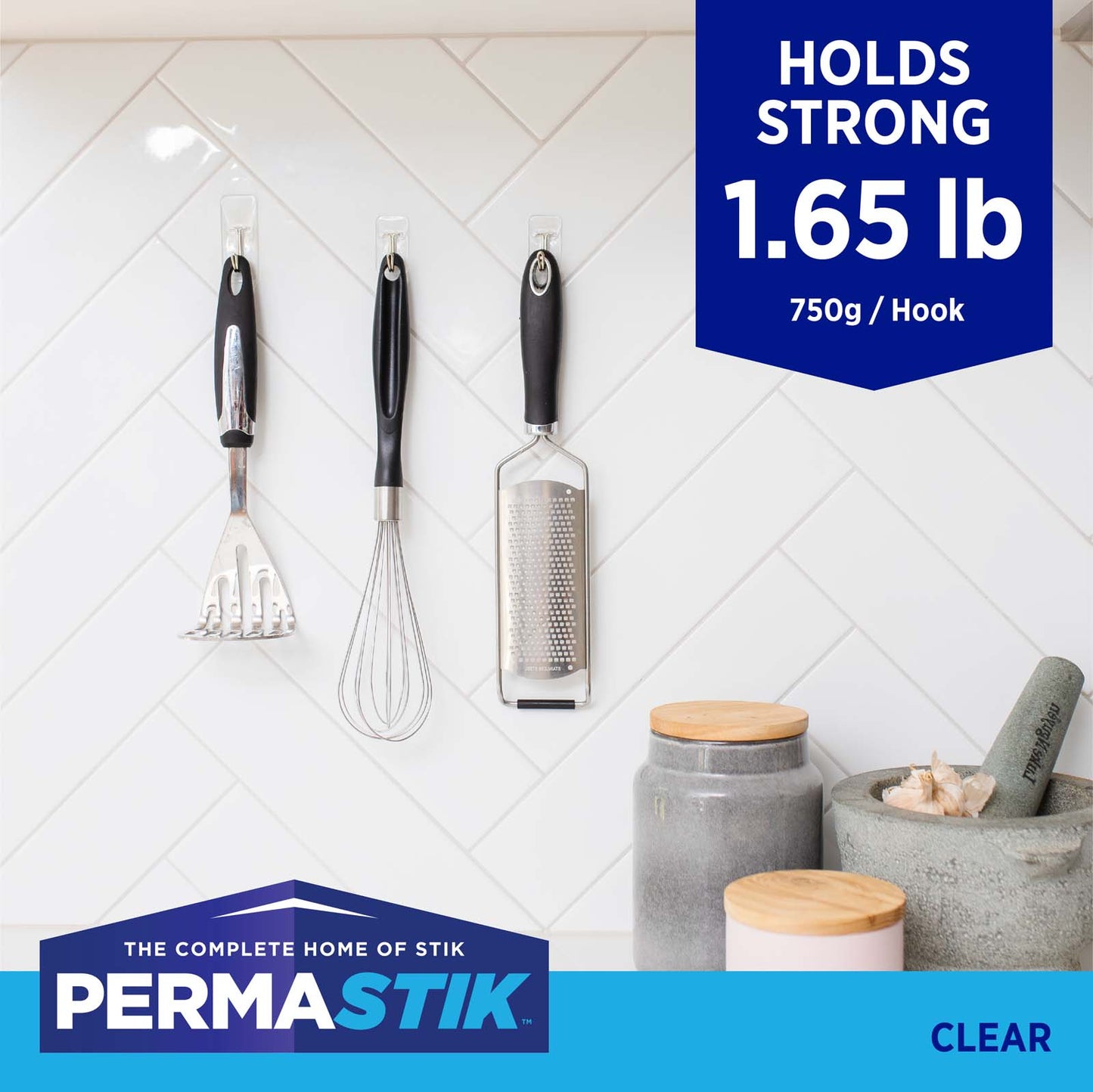 Bulk Pack Medium Clear Kitchen Hooks - 24 Pack