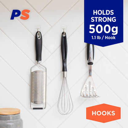 Small Clear Kitchen Hooks - 30 Pack