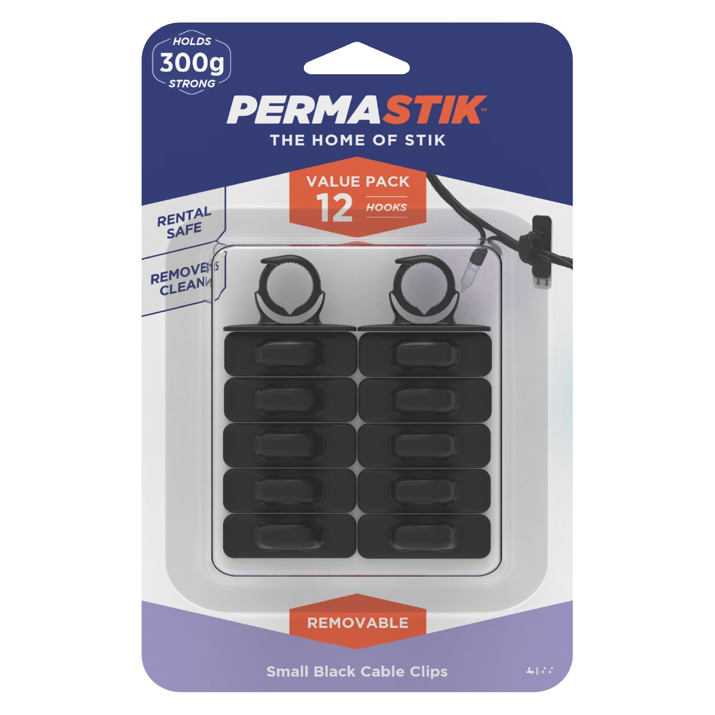 Small Black Cable Clips - 12 Pack