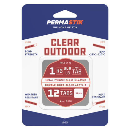 Clear Outdoor Mounting Tabs - 12 Pack