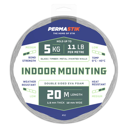 Indoor Mounting Tape - 65.6' x 0.47" Roll