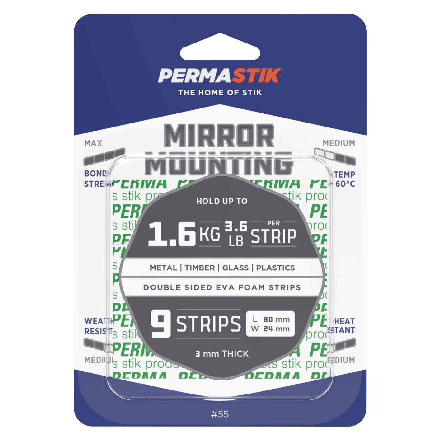 Mirror Mounting Strips - 9 Pack