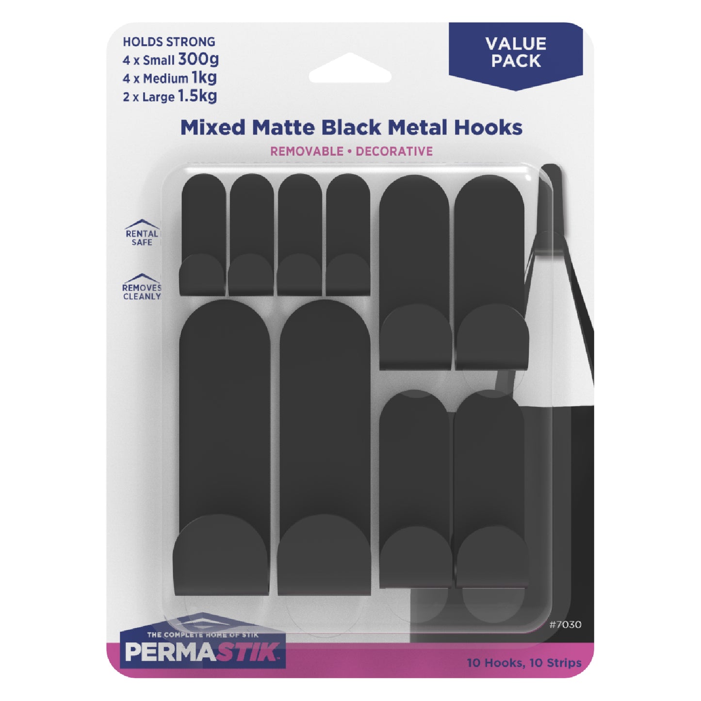Mixed Matte Black Metal Hooks