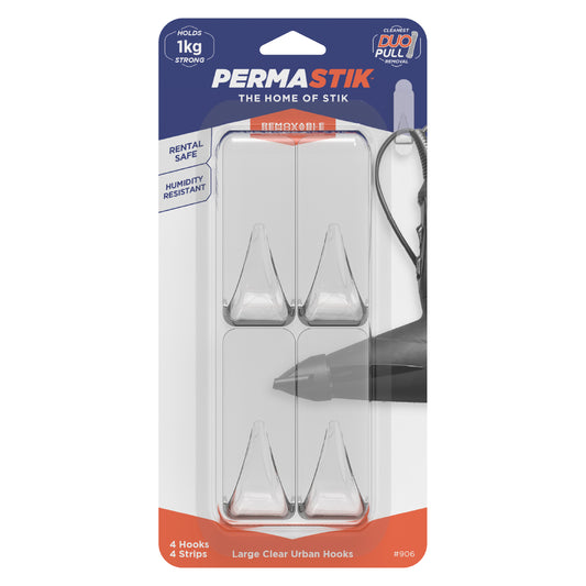 Large Clear Urban Hooks - 4 Pack