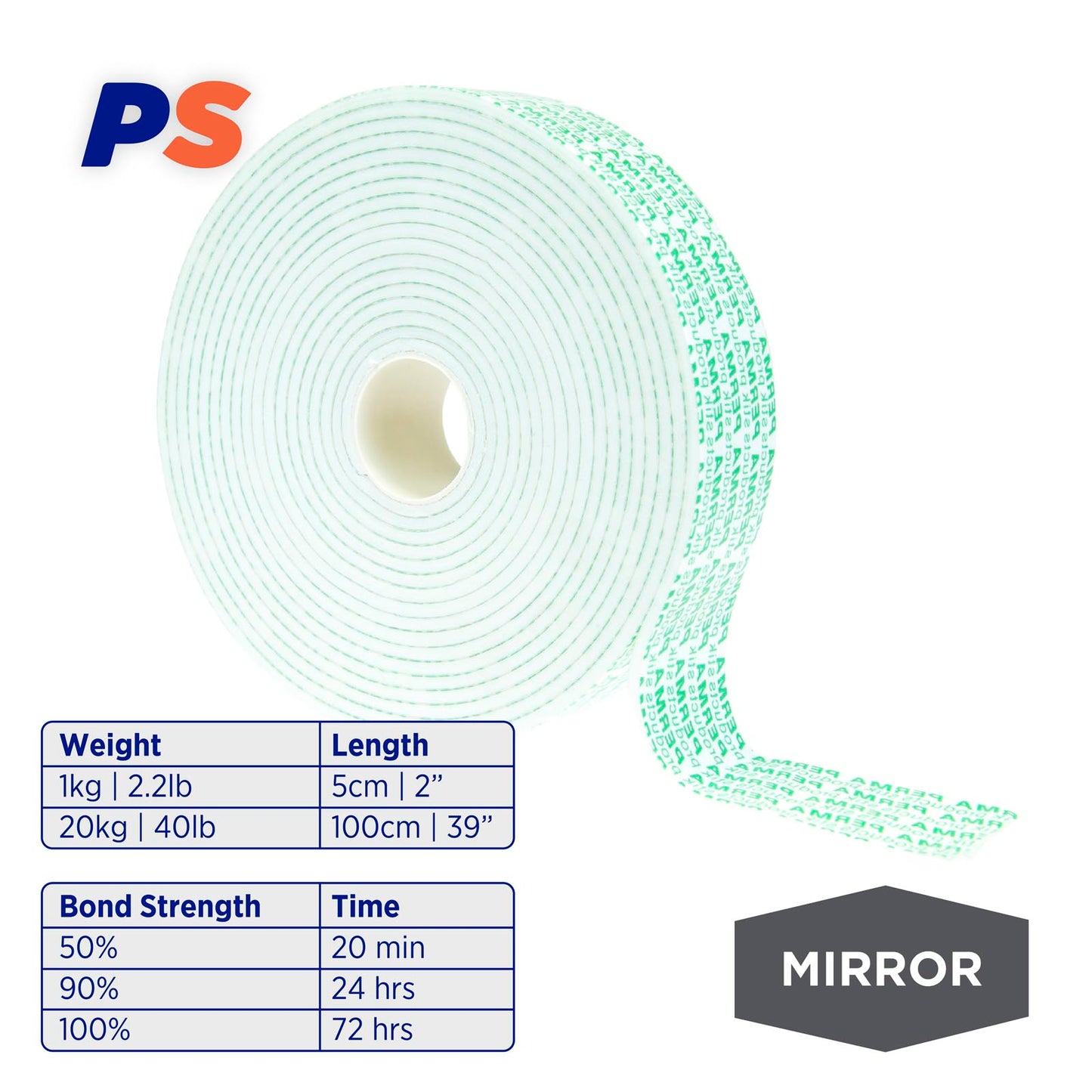 Mirror Mounting Tape - 16.4' x 1.26" Roll