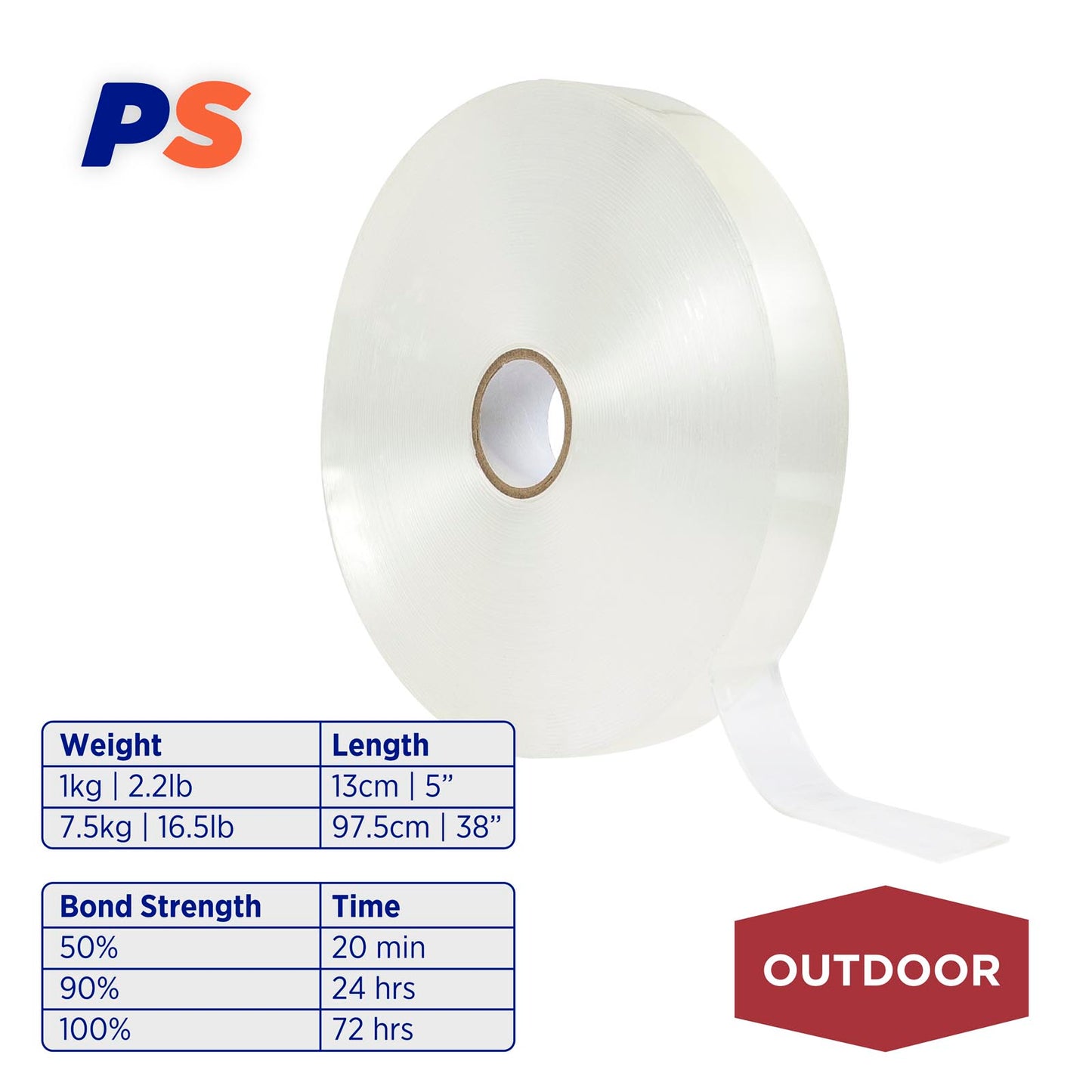 Clear Outdoor Mounting Tape - 65.6' x 0.94" Roll