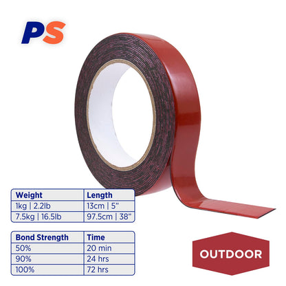 Black Outdoor Mounting Tape - 16.4' x 0.94" Roll