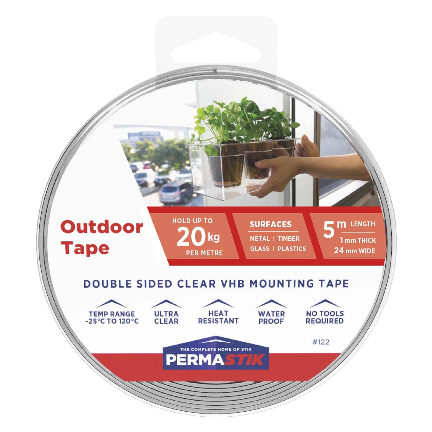 Clear Outdoor Mounting Tape - 16.4' x 0.94" Roll