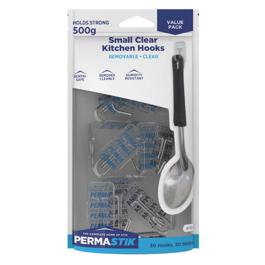 Small Clear Kitchen Hooks - 30 Pack