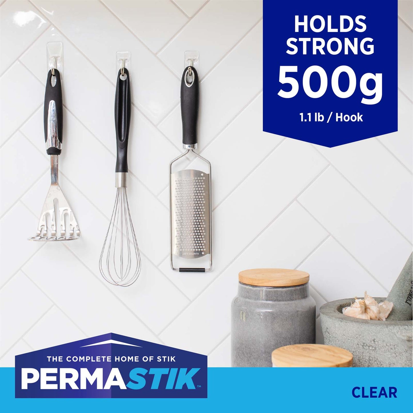Small Clear Kitchen Hooks - 30 Pack