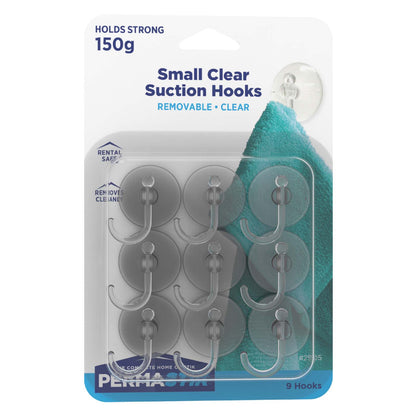 Small Clear Suction Hooks - 9 Pack