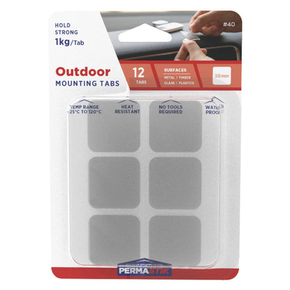 Clear Outdoor Mounting Tabs - 12 Pack