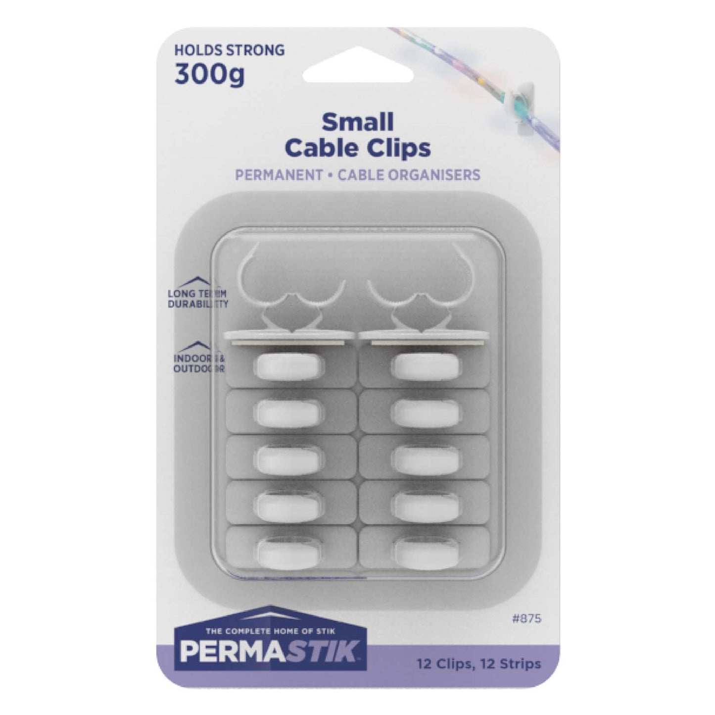 Small Permanent Cable Clips - 12 Pack