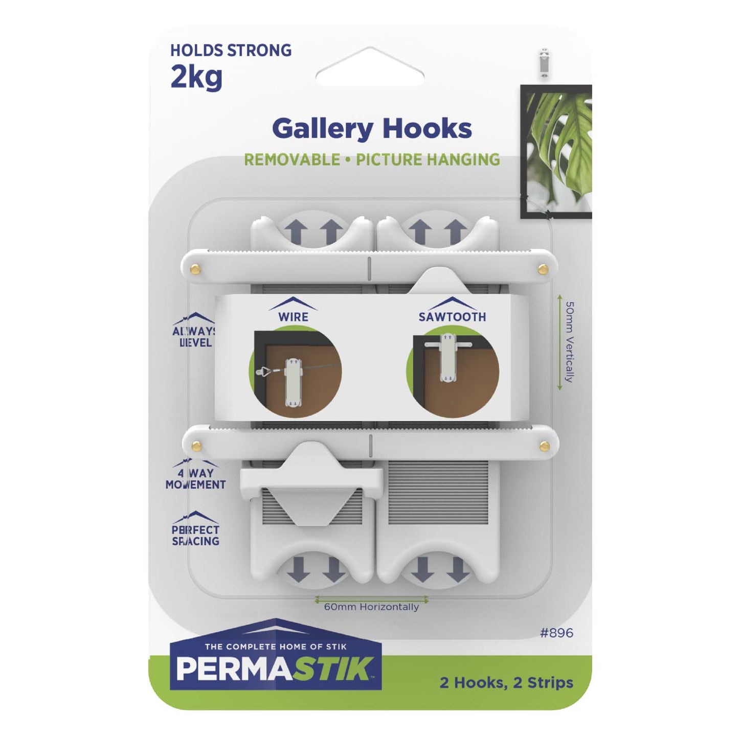 Adjustable Picture Hooks - 2 Pack
