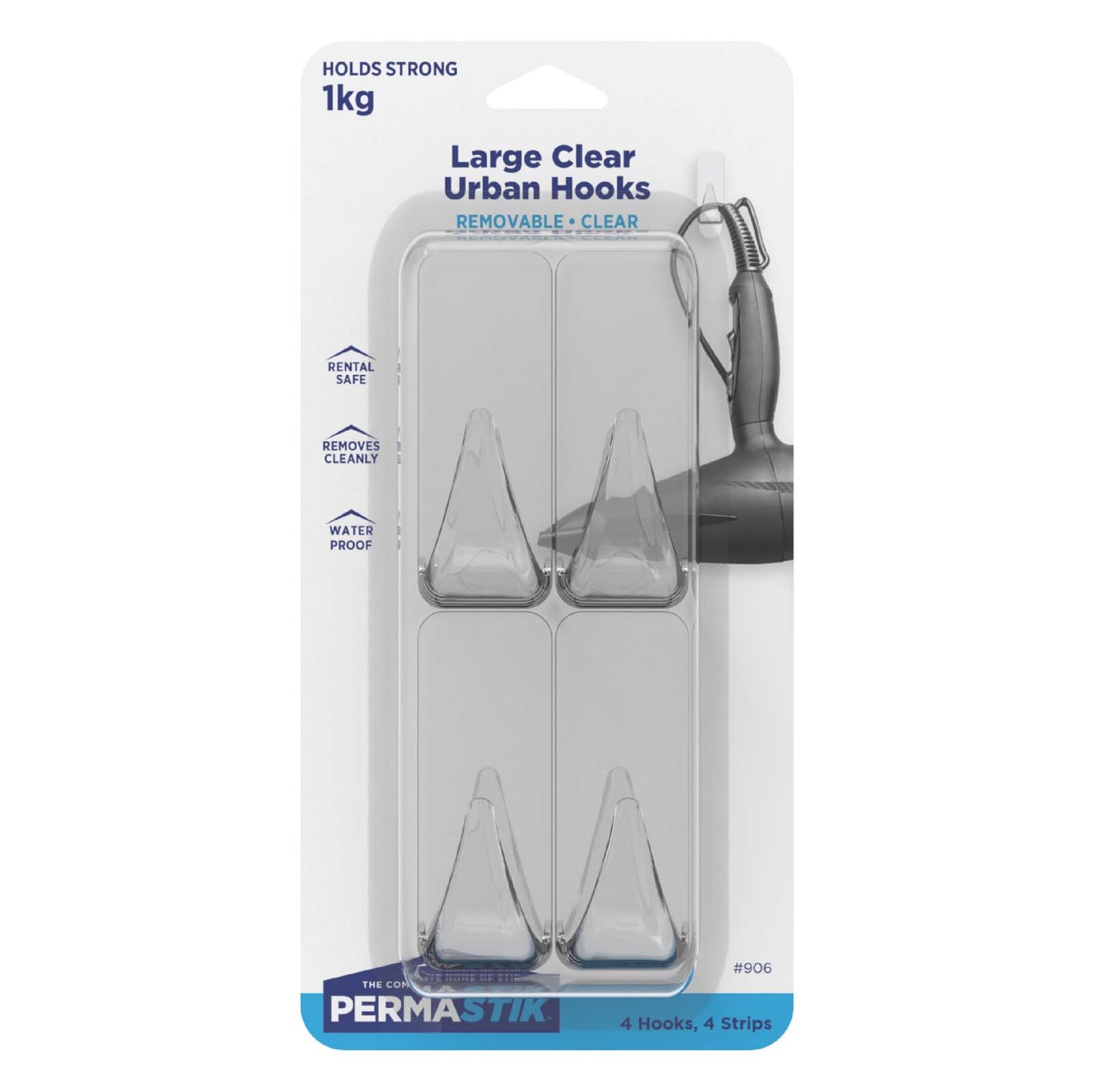 Large Clear Urban Hooks - 4 Pack